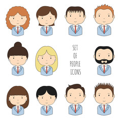 Set of colorful office people icons. Businessman. Businesswoman