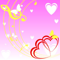 background with heart and music