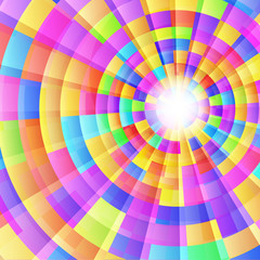 colorful bright kaleidoscope with concentric circles and light r