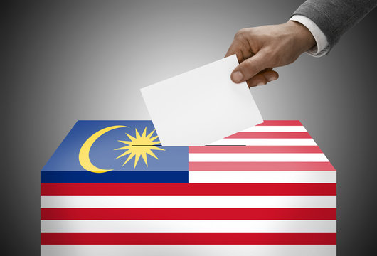 Ballot box painted into national flag colors - Malaysia
