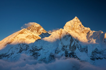 Picturesque view of Mount Everest at sunset