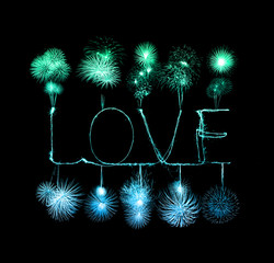 Love sparkler firework light alphabet