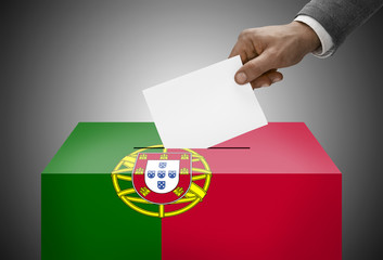 Ballot box painted into national flag colors - Portugal