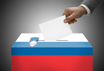 Ballot box painted into national flag colors - Slovenia