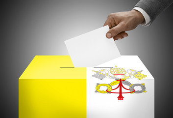 Ballot box painted into national flag colors - Vatican City