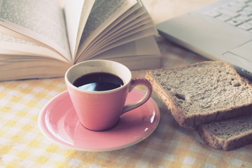 cup of coffee in coffee shop vintage color 