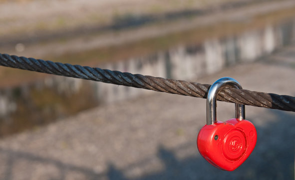 Red Padlock In The Shape Of Heart