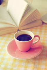 cup of coffee in coffee shop vintage color 