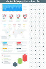 Flat style vector infographics and design elements with icon set