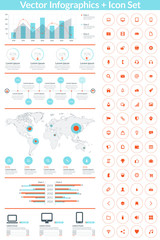 Flat style vector infographics and design elements with icon set