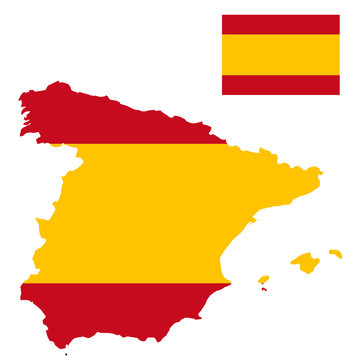 Map and flag of spain