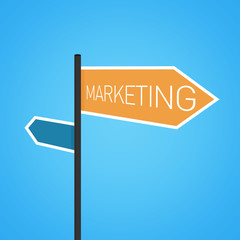 Marketing nearby, orange road sign