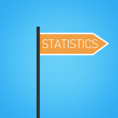Statistics nearby, flat orange road sign