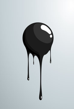 Black ball melting. Vector fresh painted sphere.