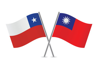 Chilean and Taiwanese flags. Vector illustration.