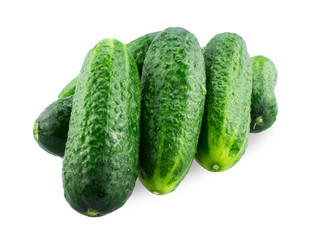 fresh cucumbers on white