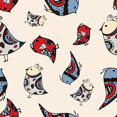 seamless graphic birds pattern