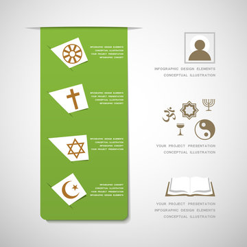 World religions infographic design elements