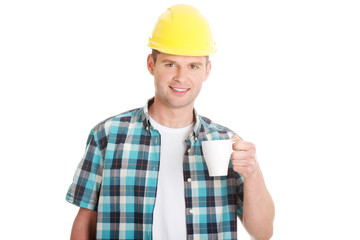 Worker on a break drink coffee