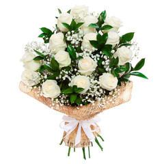 Fototapeta premium White roses bouquet isolated