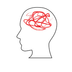 white and red silhouette symbolizing Confusion