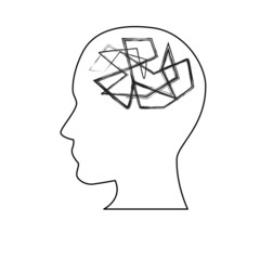 White silhouette symbolizing mental health and stress