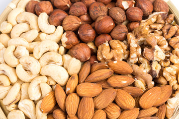 Set of nuts in basket