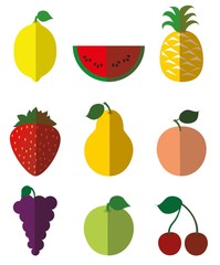 Векторный набор плоских иконок фруктовых