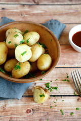 Boiled potatoes in a bowl
