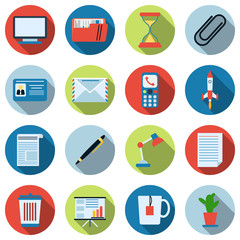 Business and office flat vector icons