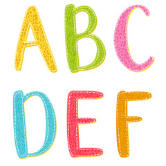 Colorful cartoon vector letters with texture