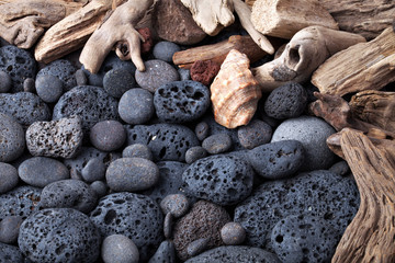Shells and volcanic stones
