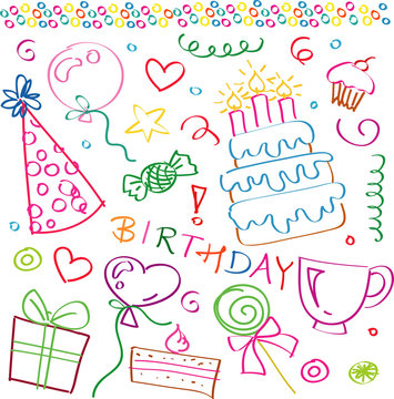 Children's drawings of kids, animals, nature, objects