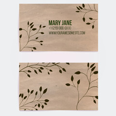 Two sided business card for natural cosmetics