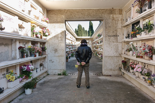 man in the Verano cemetery