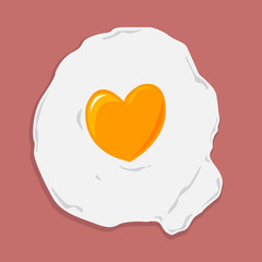 Fried Egg with Heart Shape for Healthcare concept.