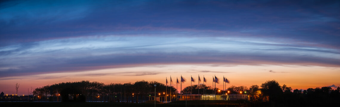 Stunning blue hour over Flag Plaza, New Jersey