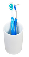 one interdental and tooth brushes in ceramic glass