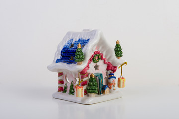 Fototapeta na wymiar Christmas house made of porcelain
