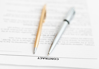 Obraz premium sales contract and two pens close up