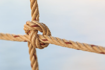 Old fishing boat rope with a Tied Knot
