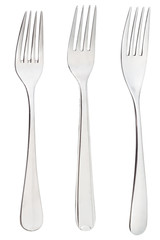 set of dinner forks isolated on white background