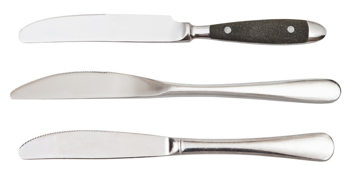set of dinner knives isolated on white