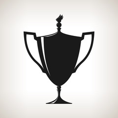 Silhouette cup of winner, gold trophy cup