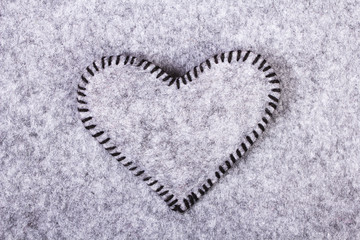 felt heart on a gray background