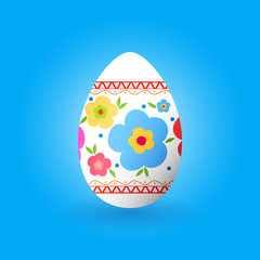 Easter egg with ornament of flowers , vector illustration
