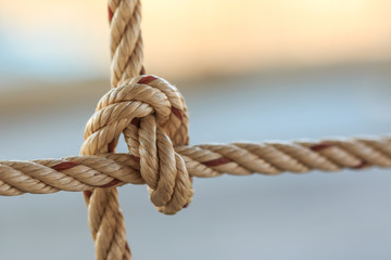 Old fishing boat rope with a Tied Knot