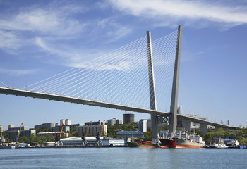 Golden Bridge in Vladivostok. Russia