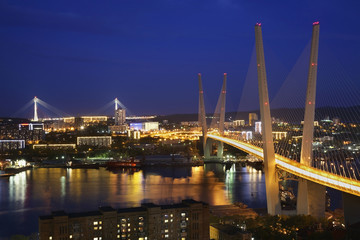 Fototapeta na wymiar Golden Bridge in Vladivostok. Russia