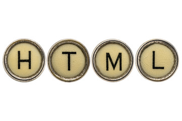 HTML (hyper text markup language) acronym in typewriter keys